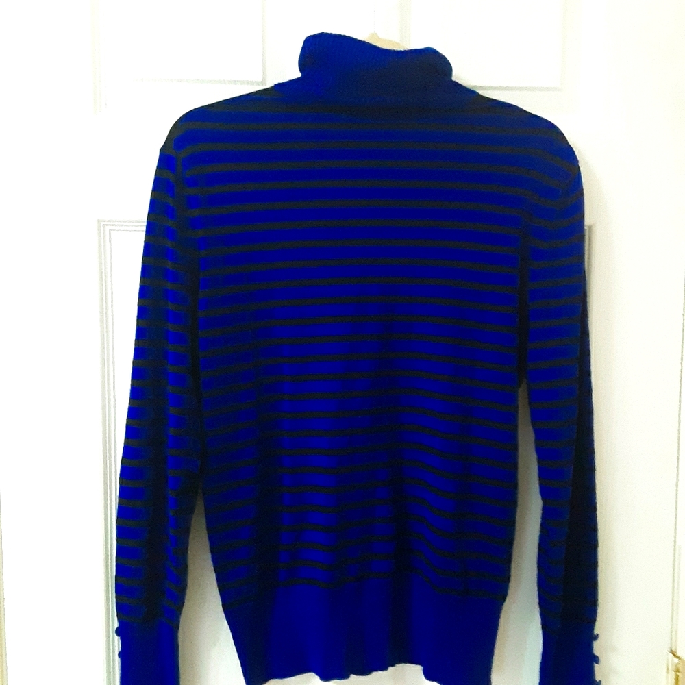 Melissa Paige Size L Large Blue & Black Sweater - Picture 5 of 9